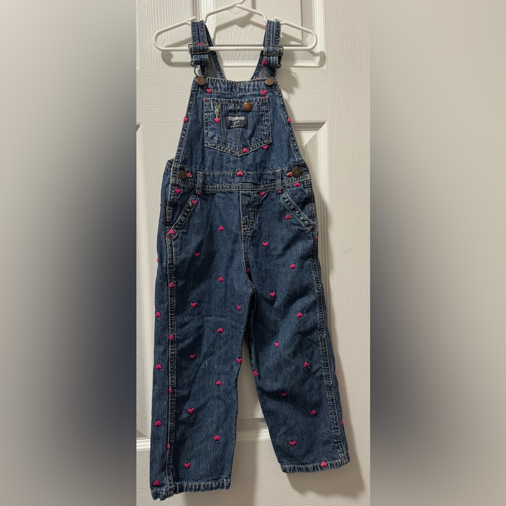 OshKosh B'gosh Denim Overalls with Pink Heart Details